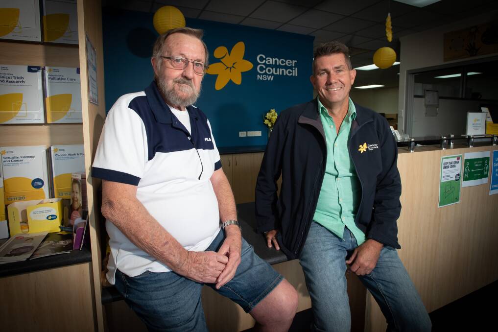 Tamworth cancer survivor Gary Norman and Cancer Council community coordinator Paul Hobson. Picture Peter Hardin.