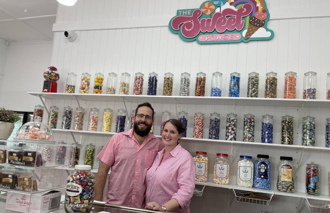 Nathan and Lauren Jorden have taken over ownership of 'The Sweet Place' Lolly shop in Uralla. Picture by Heath Forsyth 