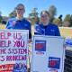 Armidale registered nurse Cassandra Starr (left) was part of a rally of nurses and midwives campaigning for a one-year 15 % pay increase. Picture Heath Forsyth 