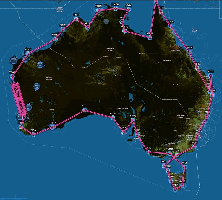 Byron's proposed route around Australia. Picture supplied