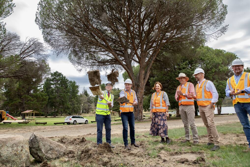Northern Tablelands MP Adam Marshall, Mayor Sam Coupland and councillors Margaret O'Connor, Paul Packham, Todd Redwood and Paul Gaddes at the sod turning. Picture supplied