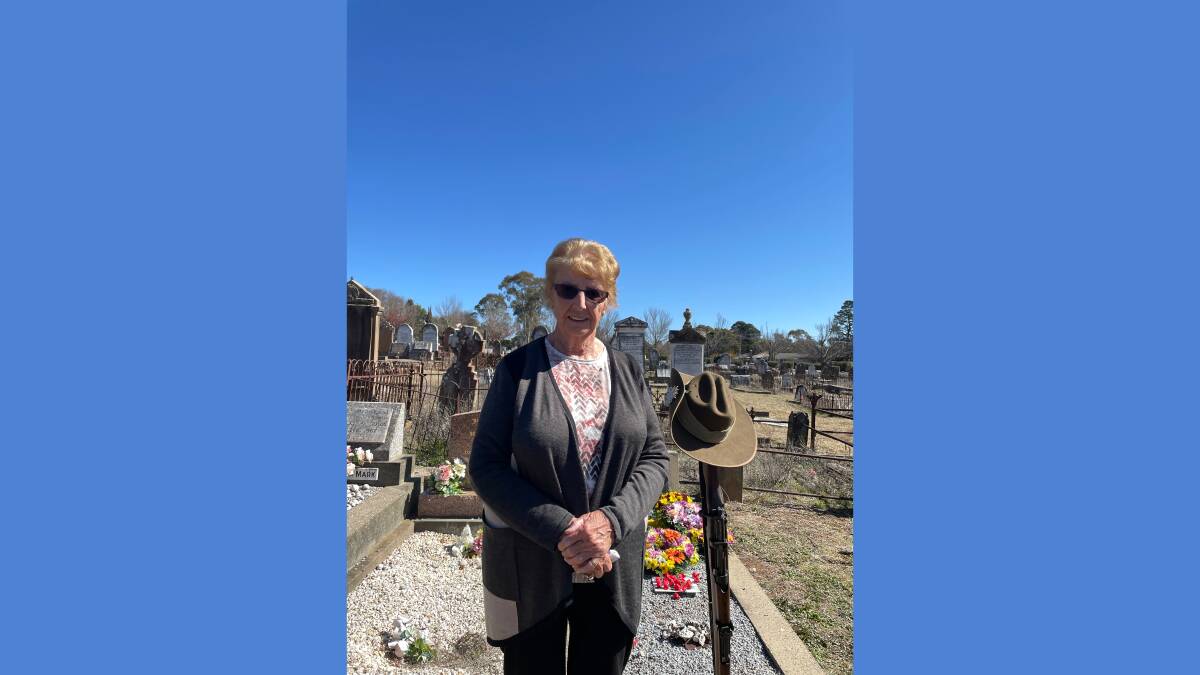 Patricia Young at the grave of her younger brother Billy Brett, who died while serving in Vietnam aged just 21.