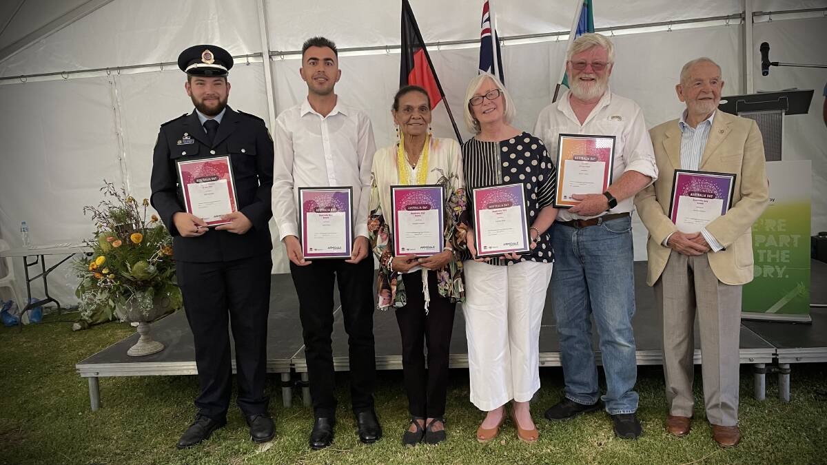 Jock Campbell, Salam Qaro, Elizabeth Rose Lovelock, Corinne Arter, Martin Levins and Ron Vickress at the awards ceremony. Picture by Rachel Gray