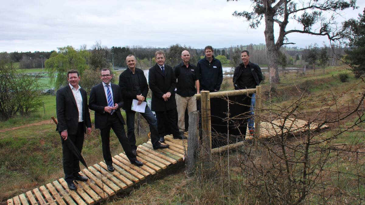 David Schmude, Adam Marshall, Peter Hosking, Harold Ritch, Paul Whitford, Sam Ducats and Dave Harris inspecting the new trails. 