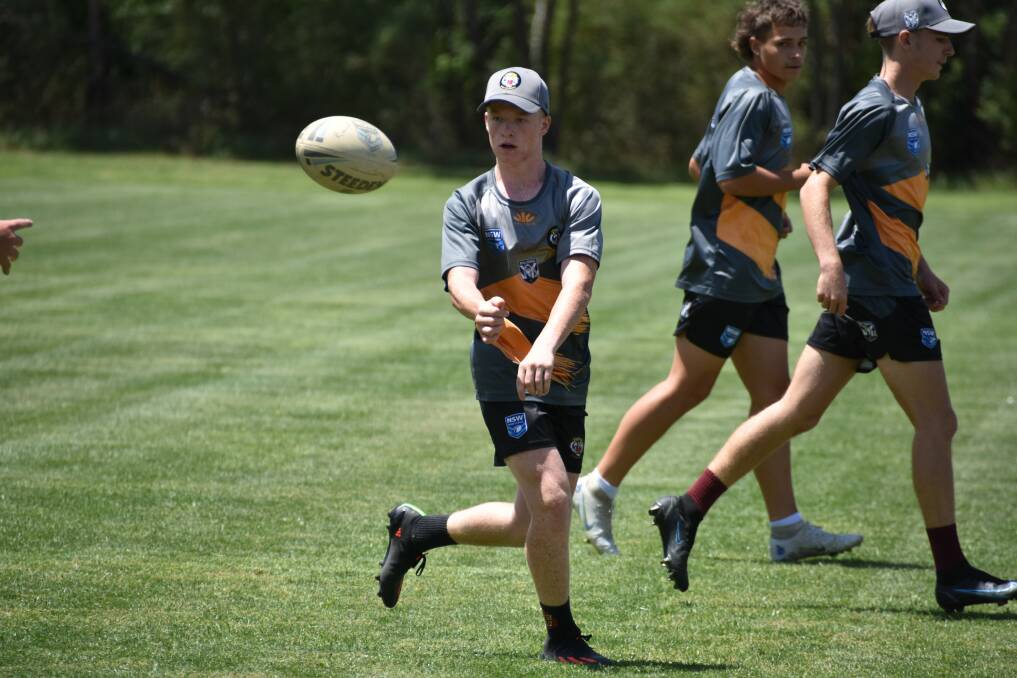 Darcy Weatherall was one of the Tigers 16s' tryscorers as they opened their Andrew Johns Cup campaign in winning fashion at Coffs Harbour on Saturday. Picture Ellen Dunger